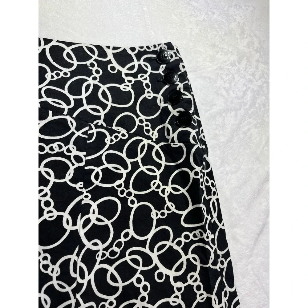 Lane Bryant Women's Size 20 Black White Abstract Button Accent Mini Skirt Office